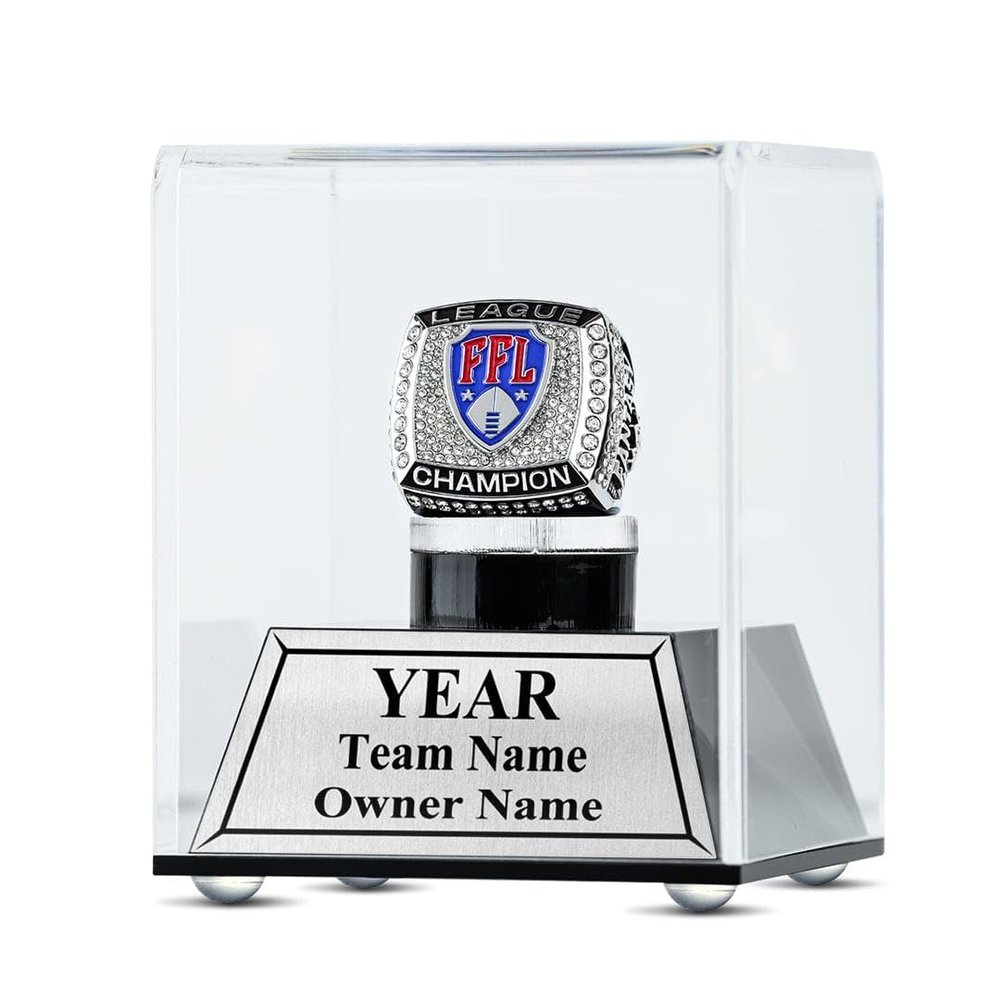 TrophySmack Custom Ring Case, Fantasy Football Ring Display Case with Engraving - Floating