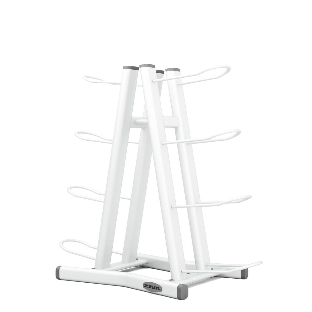 ZIVA Chic 8-Tier Functional Accessories Storage Tree Rack - Steel Tubing, Non-Marking Feet Supports Eight Wall Balls, Medicine Balls, Power Core Sandbags, White (H:147cm, W:50.5cm, L:84.5cm, Wt:24kg)
