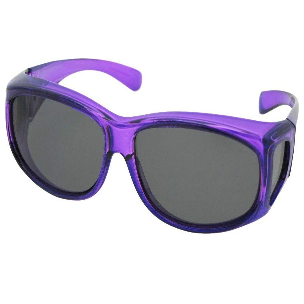 Junior Size Ages 10 to 15 Years Old Fit Over Sunglass FJ3 (Crystal Purple Frame Gray Lens)