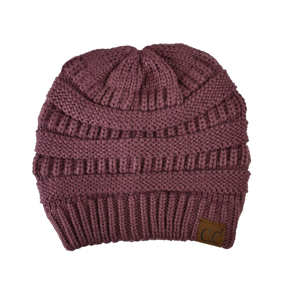 C.C Trendy Warm Chunky Soft Stretch Cable Knit Beanie Skully, Coco Berry