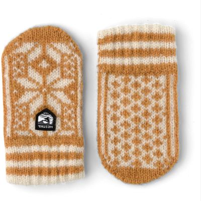 Hestra Child's Nordic Mitt (Child 0-4yrs) I Wool Mitten for Winter Weather - Mustard/Offwhite - 2