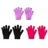 Cat & Jack Girls' 3Pk Solid Knitted Gloves - Violet/Black/Pink - One Size Fits Most view 1