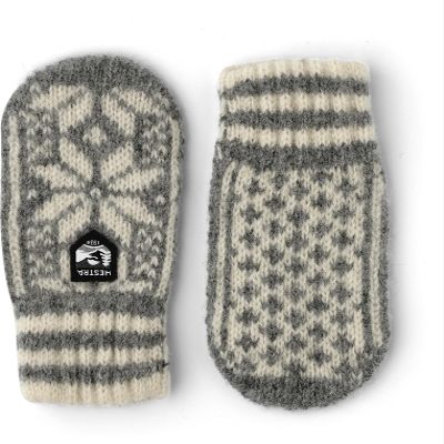 Hestra Child's Nordic Mitt (Child 0-4yrs) I Wool Mitten for Winter Weather - Grey/Offwhite - 1