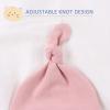 JANGANNSA Black Cotton Newborn Knot Hat Infant Baby Beanie Hats for Boys Girls Newborn Hospital Cap Spring Summer Autumn(Skin Pink,S) view 2