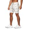 BOOMLEMON Men's 2 in 1 Running Shorts 5" Quick Dry Gym Athletic Workout Shorts for Men with Phone Pockets(Camo White 3XL) view 3