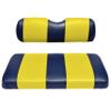 EZGO TXT Replacement Golf Cart Seat Cover Staple On Installation - 2 Piece - Premium Marine Vinyl - 5 Panel Stitching - Two-Tone (Blue & Yellow) view 1
