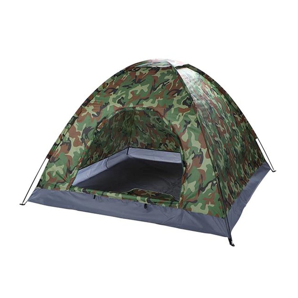 Tll-mm 4 Person Camping Tent, 180T Silver Tape Waterproof 210D Oxford Cloth Durable Trip Tent, Breathable UV-Proof Sun Shelter for Hiking, Camping, Beach Trip 200 x 200 x 135cm