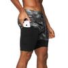BOOMLEMON Men's 2 in 1 Running Shorts 5" Quick Dry Gym Athletic Workout Shorts for Men with Zip Pockets(Camo Grey XS) view 4