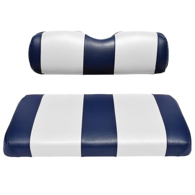 EZGO TXT Replacement Golf Cart Seat Cover Staple On Installation - 2 Piece - Premium Marine Vinyl - 5 Panel Stitching - Two-Tone (Blue & White)