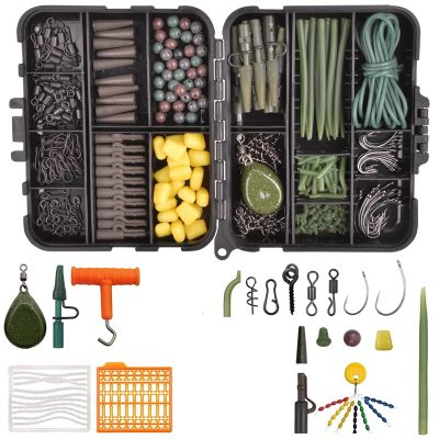 DKEKE 277Pcs Carpfishing Tackle Including 21 Types Fishing Accessories Carp Hooks Swivels Anti Tangle Sleeves Hook Fishing Tackle DKEKE