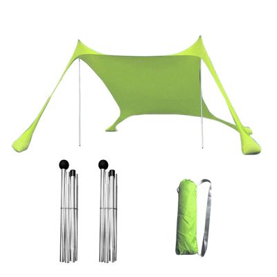 Tll-mm Beach Sunshade Tent, High Elasticity Portable Canopy Sun Shelter with Sandbag Anchors Sunbathing Windproof Sand Instant Shade Canopy for Beach, Patio, Pool, Park (Color : Green)