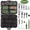 DKEKE 420Pcs/Box Carp Fishing Tackle Kit Including Swivels Hooks Anti Tangle Sleeves Hook Stop Beads Boilie Bait Screw Accessories DKEKE view 2
