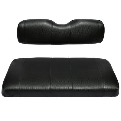 EZGO TXT Replacement Golf Cart Seat Cover Staple On Installation - 2 Piece - Premium Marine Vinyl - 5 Panel Stitching - Two-Tone (Black)