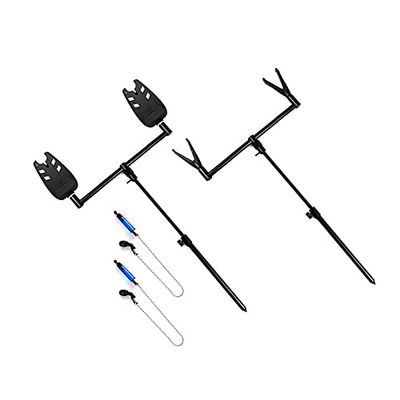 DKEKE Carp Fishing Bite Alarm Set Buzz Bars Bank Sticks Swingers Fishing Rod Rest Portable Outdoor Fishing Kit DKEKE (Color : A for 2 rods)