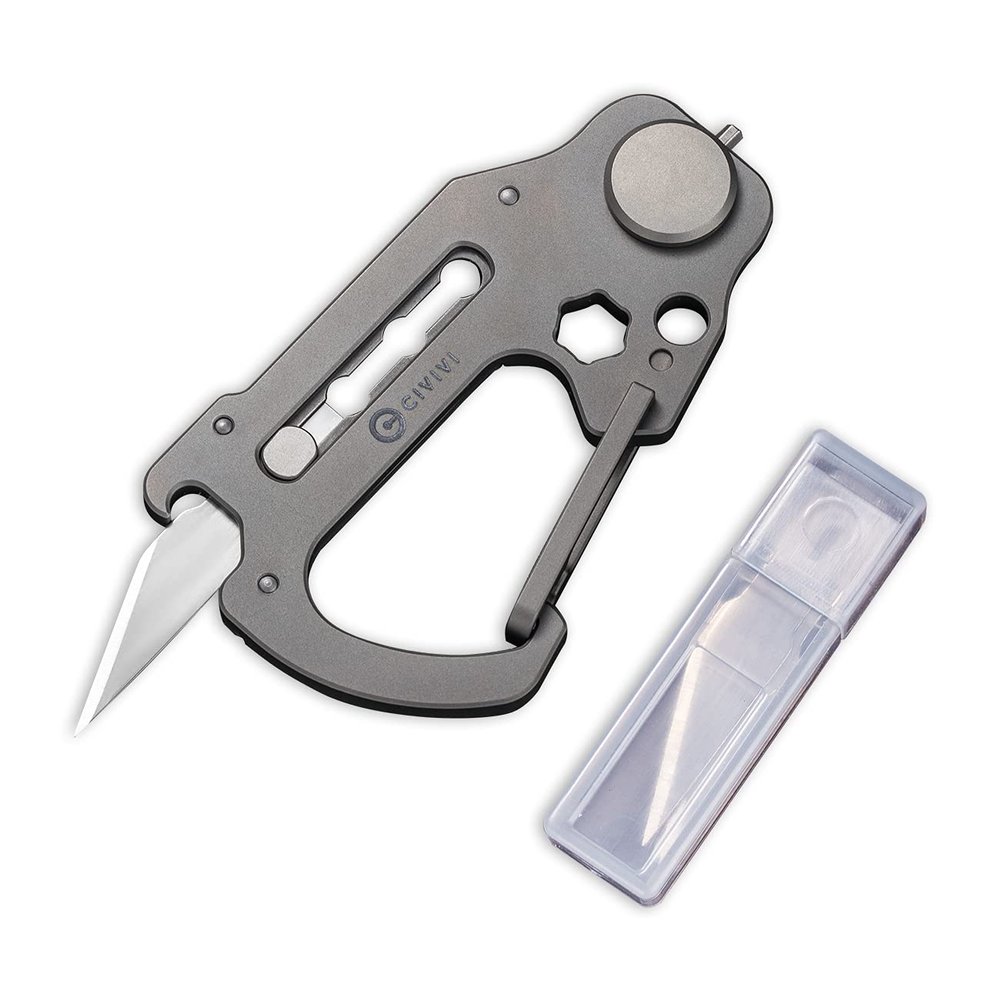 CIVIVI Polymorph Titanium Carabiner Multi-Tool with Utility Blade, Bottle Opener, Screwdriver C20045-1