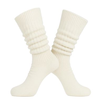 AWS/American Made Slouchy Scrunch Cotton Slouch Socks for Women Shoe Size 5 to 10 (Ivory, 1 Pair)