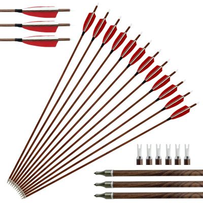 OBTOUTDOOR 12PCS 31 inches Professional Carbon Arrows Spine 400 with Removable Tips Practice Hunting Arrows for Compound Recurve Bow (6 Pack)
