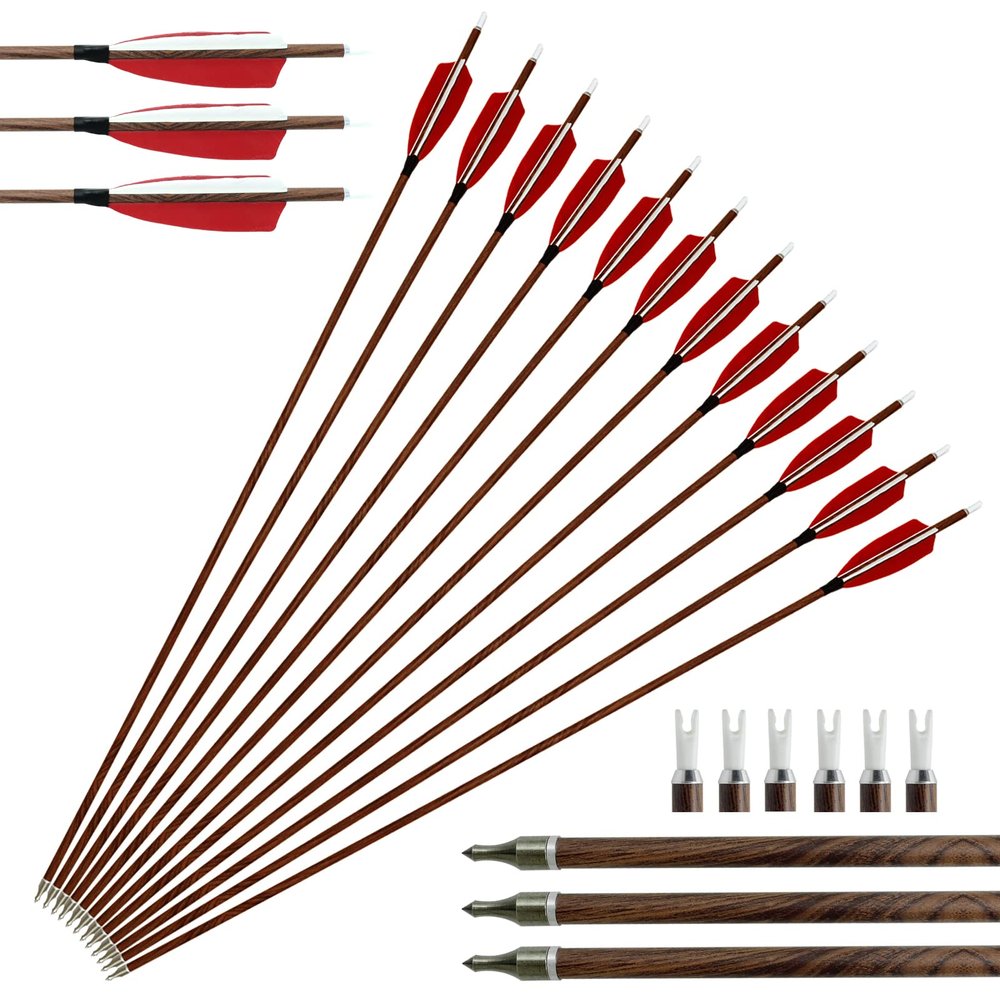 OBTOUTDOOR 12PCS 31 inches Professional Carbon Arrows Spine 400 with Removable Tips Practice Hunting Arrows for Compound Recurve Bow (6 Pack)