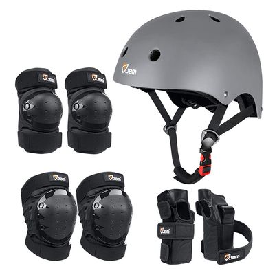 JBM Adult & Kid Skating Protective Gear Set for Beginner to Advanced, Skateboard Helmet Knee and Elbow Pads with Wrist Guards for Inline Roller Skating, Scooter, Skateboarding