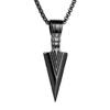 Pingyongchang Man Woman Stainless Steel Pendant Necklace Cool Spearpoint Arrow Pendant Chain Necklace Set Black and Silver and Gold, Punk Cool Metal Band Summer-Black view 1