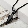 Pingyongchang Man Woman Stainless Steel Pendant Necklace Cool Spearpoint Arrow Pendant Chain Necklace Set Black and Silver and Gold, Punk Cool Metal Band Summer-Black view 2