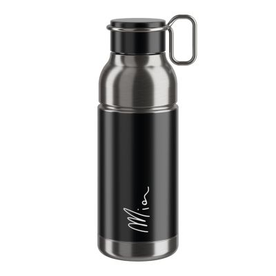 Elite Mia Water Bottle 650ml Black & Silver Lightweight, BPA-Free Cycling Bottle