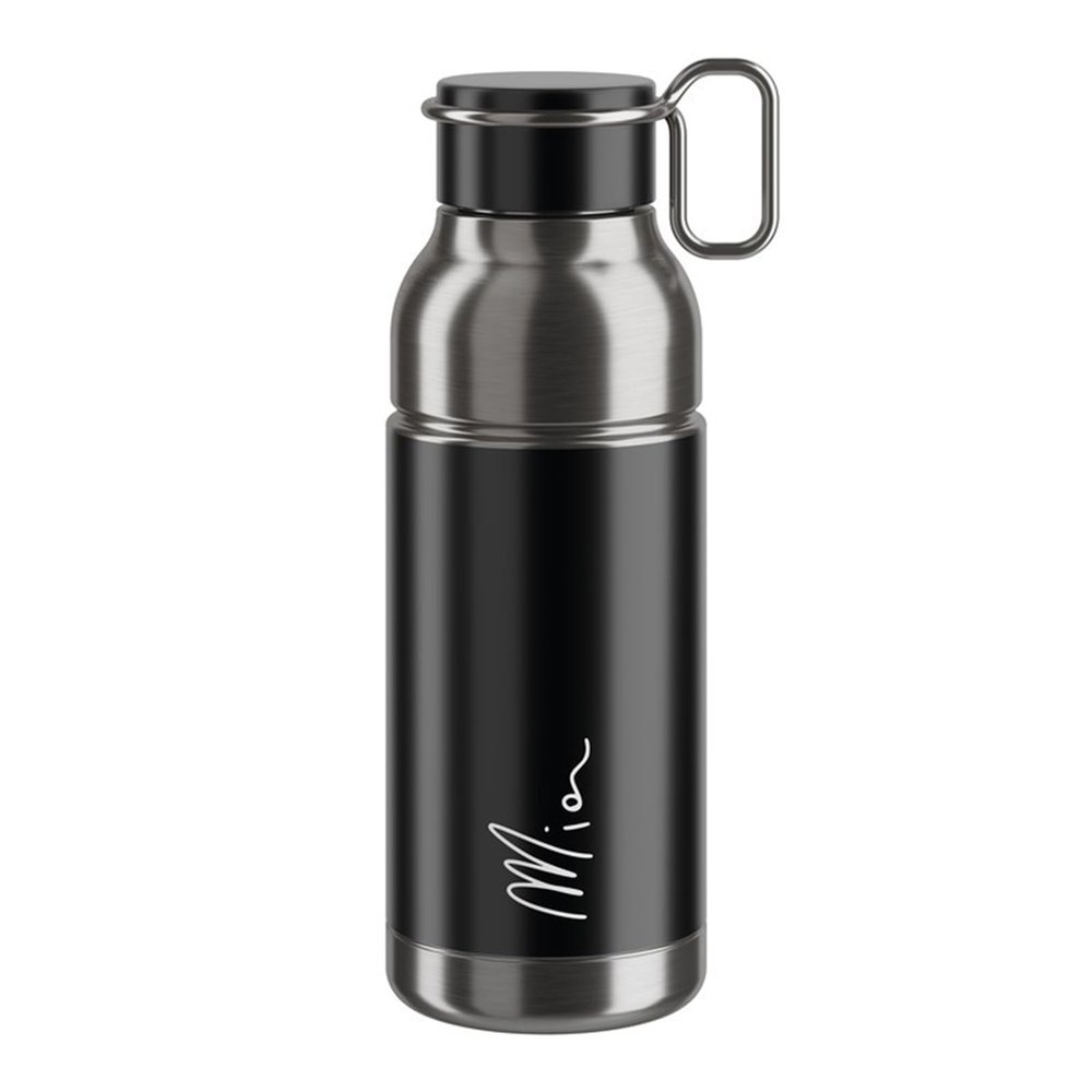 Elite Mia Water Bottle 650ml Black & Silver Lightweight, BPA-Free Cycling Bottle