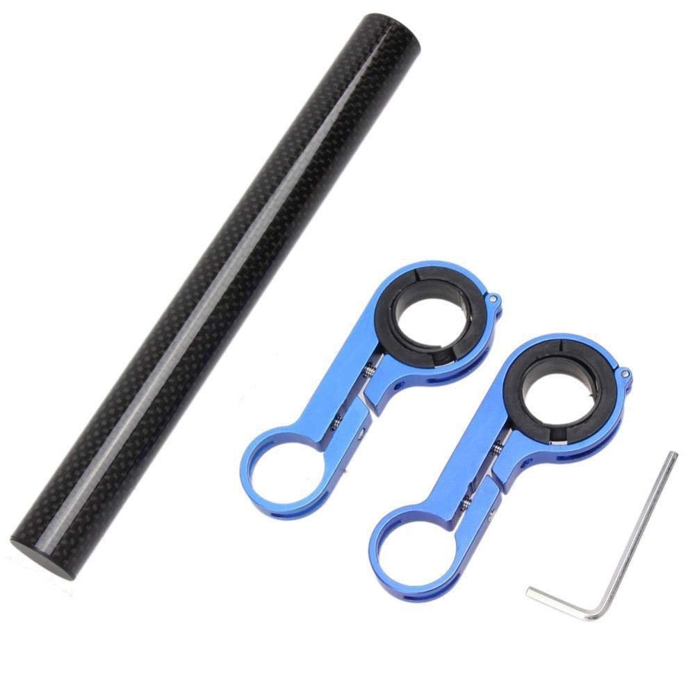 SJHY Bicycle Accessories 200MM Bicycle Carbon Fiber Tube Handlebar Bracket Extender Bike Headlight Mount Computer Cycling Flashlight Holder Bike Parts (Color : Blue)