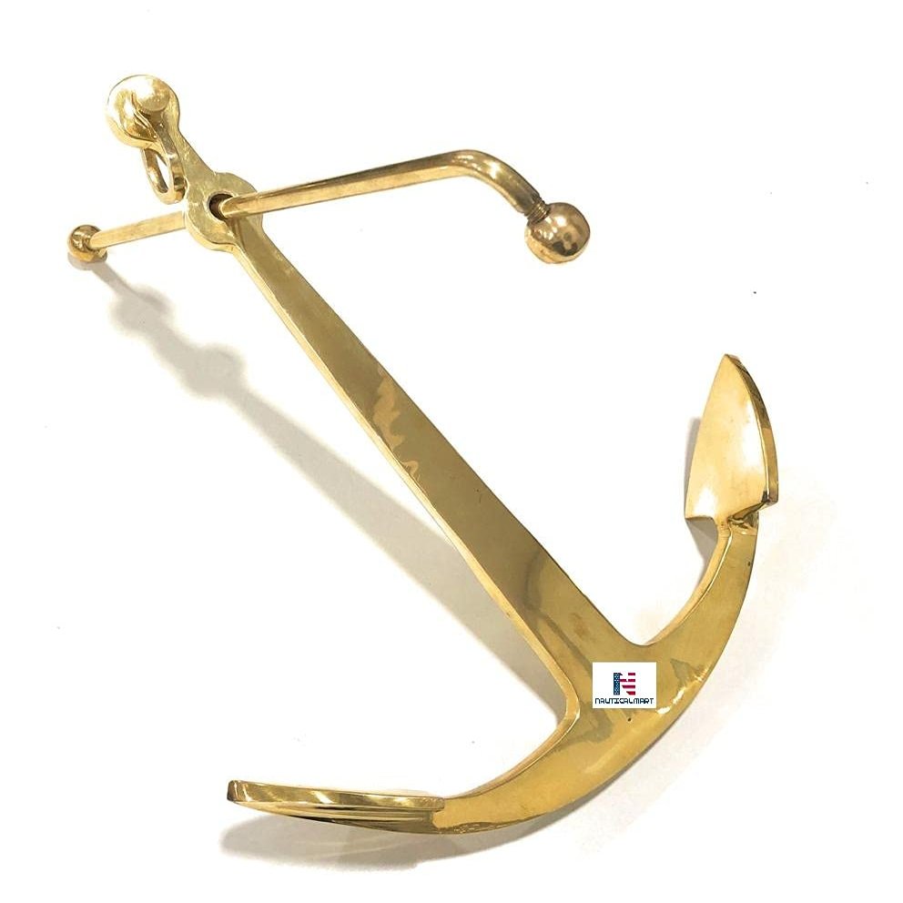 12" Ship Anchor - Brass - Nautical Boat Decor