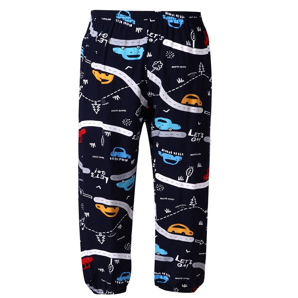 FEESHOW Kids Bohemian Pants Girls Boy Harem Pants Elasticated Waist Hippy Boho Casual Yoga Sport Pants Rail Car 7-8 Years
