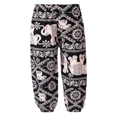 FEESHOW Kids Bohemian Harem Pants Girls 7-8 Years Chain Elephant