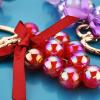 Asdf586io Cute and Charm Keychains, Shiny Solid Color Grape Bead String Pendant Keychain with Heart Shape Key Ring - Pink view 3