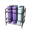 JLXJ Yoga Mat Cart Large Rolling Storage Stand, for Pilates Mats/Foam Rollers/Rug Runner, 9 Exercise Mat Organizer Rack Metal Black Holder view 1