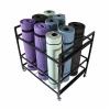 JLXJ Yoga Mat Cart Large Rolling Storage Stand, for Pilates Mats/Foam Rollers/Rug Runner, 9 Exercise Mat Organizer Rack Metal Black Holder view 2