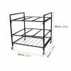 JLXJ Yoga Mat Cart Large Rolling Storage Stand, for Pilates Mats/Foam Rollers/Rug Runner, 9 Exercise Mat Organizer Rack Metal Black Holder view 3