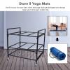 JLXJ Yoga Mat Cart Large Rolling Storage Stand, for Pilates Mats/Foam Rollers/Rug Runner, 9 Exercise Mat Organizer Rack Metal Black Holder view 4