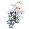 Asdf586io Cute and Charm Keychains, Shiny Solid Color Grape Bead String Pendant Keychain with Heart Shape Key Ring - Grey view 1