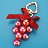 Asdf586io Cute and Charm Keychains, Shiny Solid Color Grape Bead String Pendant Keychain with Heart Shape Key Ring - Grey view 4