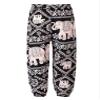Freebily Kids Girls Elastic Waist Bohemian Harem Pants Summer Beach Hippie Trousers Yoga Dance Pilates Bloomers Activewear Chain Elephant 5-6 Years view 1