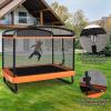 Giantex 6 Ft Kids Trampoline with Swing, Max Load 220lbs, Indoor Small Trampolines for 2 Kids, with Safety Enclosure Net, Built-in Zipper, ASTM Approved Toddler Rectangle Trampoline for 3-8 Year Old view 4