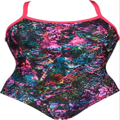ARENA Women's Mountains Texture Light Drop Back MaxLife One Piece Swimsuit, Freak Rose/Multi, 24