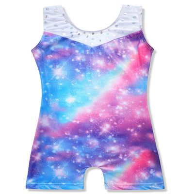 Belovance Leotards for Girls Gymnastics Unicorn Athletic Dance Wear Shiny Rainbow Blue Hotpink (Rainbow, 9-10 Years)