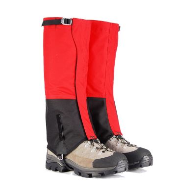 LYLFF Outdoor Leg Gaiters, Adjustable Waterproof and Anti-Snake Bite Hiking Boots Leg Guards, Suitable for Hiking and Desert Jungle Camping Snow (Color : Red, Size : Large)