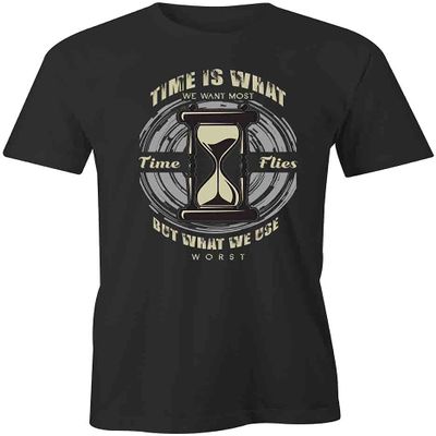 Time Flies Hourglass T-Shirt | Black, Printed Tees, Graphic Tshirts