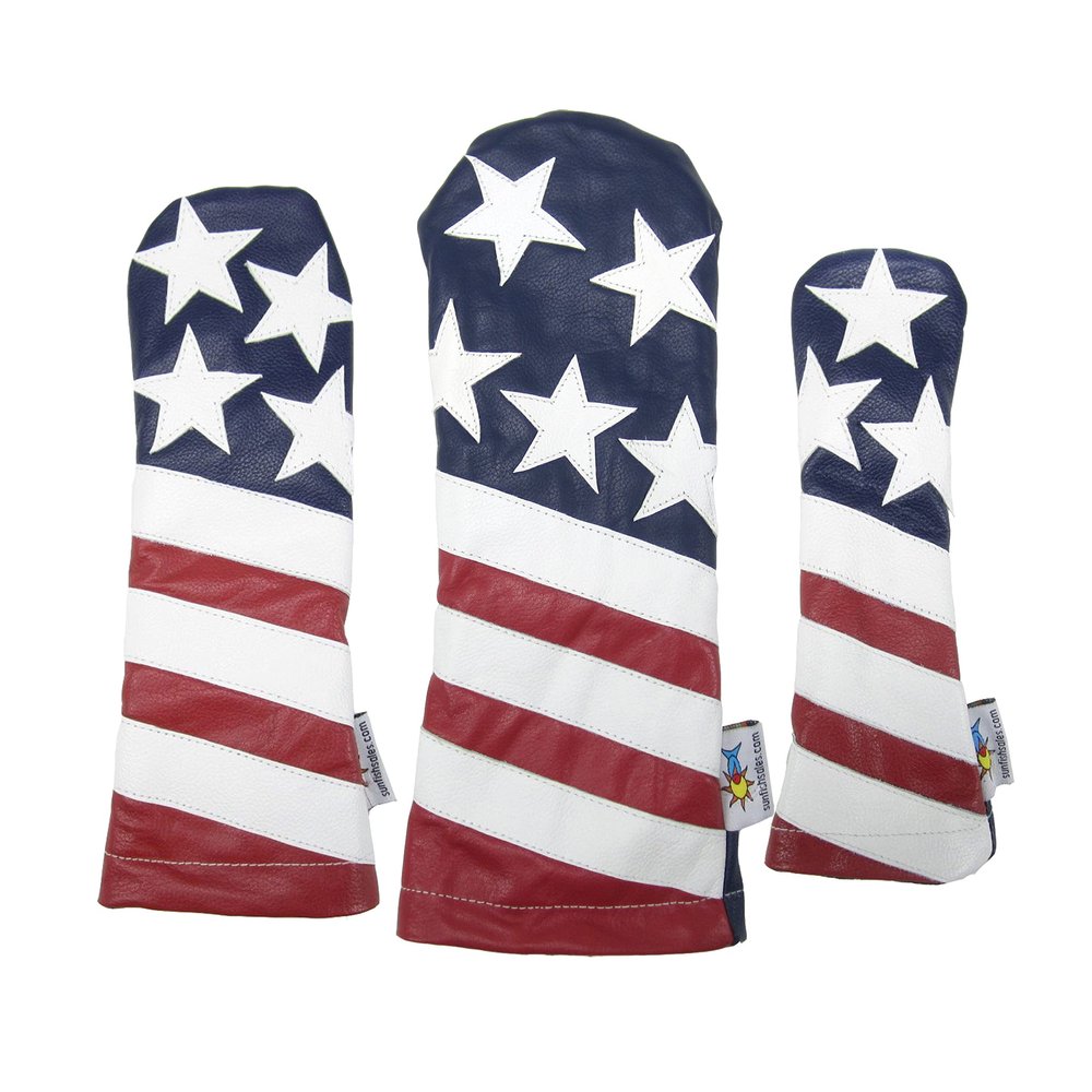 Sunfish Leather Golf Headcover Set Driver Fairway Hybrid Liberty USA