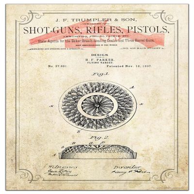 Apple Creek Trap Shooting Patent Poster Art Print Sporting Clays Target Thrower 11x17 Wall Decor Pictures