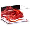 Better Display Cases Acrylic Shoe Pair Display Case - Large Rectangle Box with Mirror Case, White Base and Pink Risers 15.25" x 12" x 9" (V13/A082) view 1