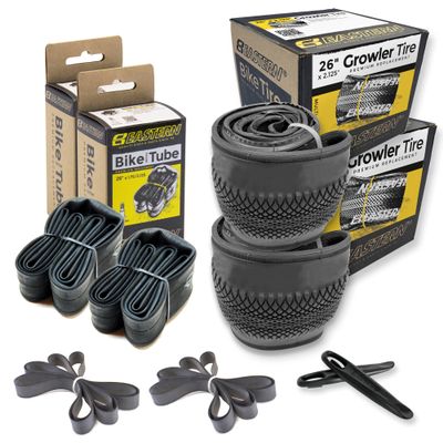 Growler Tire 26 x 2.125 Inch Tire Replacement Kits with or Without Inner Tubes. Includes Tools. Fits Bicycles with 26 x 1.75 or 26 x 2.125 Rim or Wheels. (No Logo, 2 Pack with Tubes)