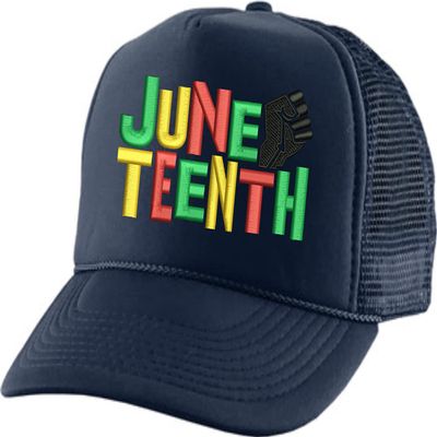 ALLNTRENDS Adult Trucker Hat Juneteenth Embroidered Freedom Day Baseball Cap Adjustable Support Mesh Back Truckers (Navy)