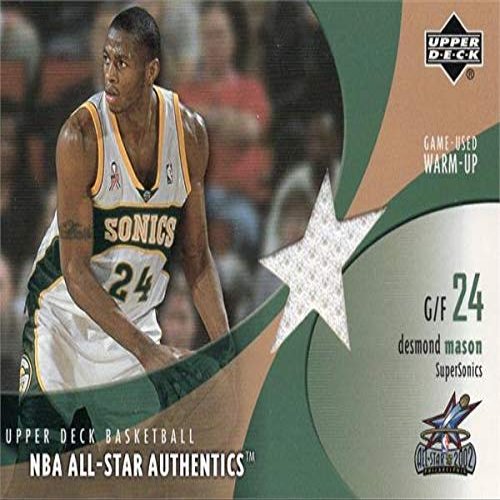 Sports Memorabilia Autograph Warehouse 653648 Desmond Mason Player Worn Jersey Patch Basketball Card - Seattle Super Sonics - 2002 Upper Deck No.DMAW White